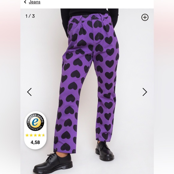 Lazy Oaf purple and black heart jeans size 26 - Picture 7 of 7